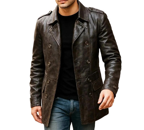 Herren used schwarz trenchcoat - used,