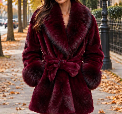 Eleganter bordeaux faux fur - eleganter, faux-fur