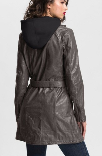 Neu biker ledermantel - biker, 2-in1