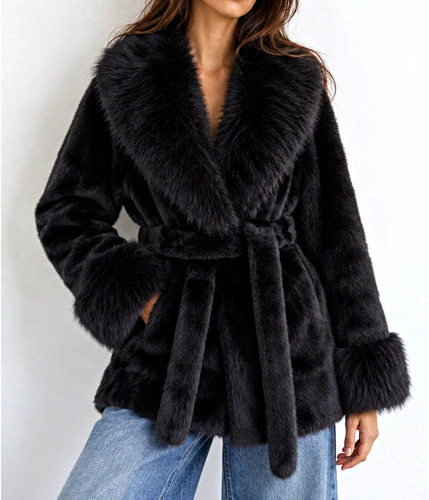 Eleganter schwarzer faux - eleganter, faux-fur